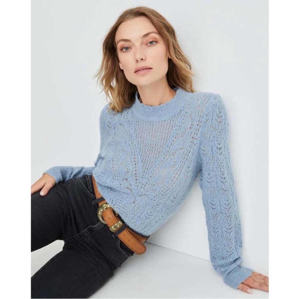 veronica beard alpaca blend crochet sweater (small)